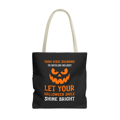 Halloween Pumpkin Tote Bag — "Let Your Halloween Smile Shine Bright"