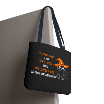 Halloween Cat Tote Bag — "Playful Paws and Eerie Eyes" Trick-or-Treat Reusable Shopper