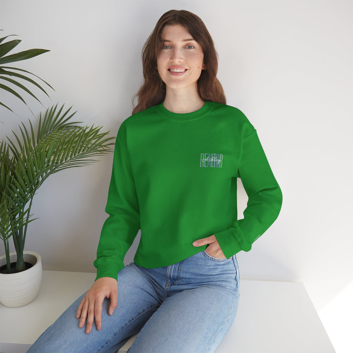 Personalized Realtor Retro Stacked Text Graphic Sweatshirt | Custom Name Real Estate Crewneck