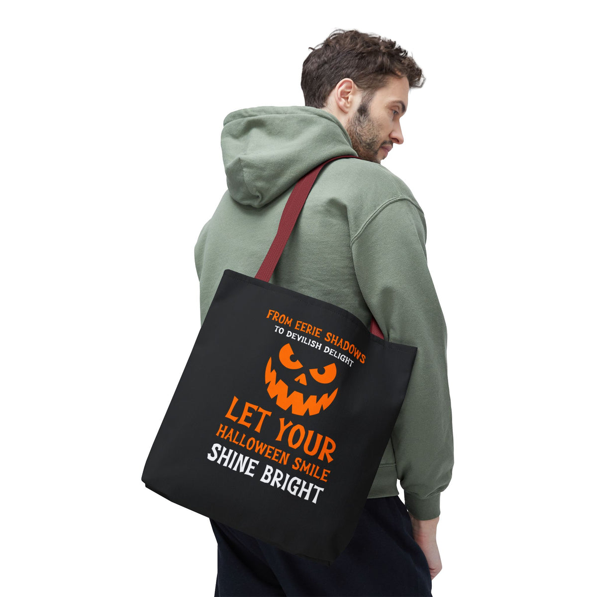 Halloween Pumpkin Tote Bag — "Let Your Halloween Smile Shine Bright"