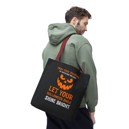 Halloween Pumpkin Tote Bag — "Let Your Halloween Smile Shine Bright"