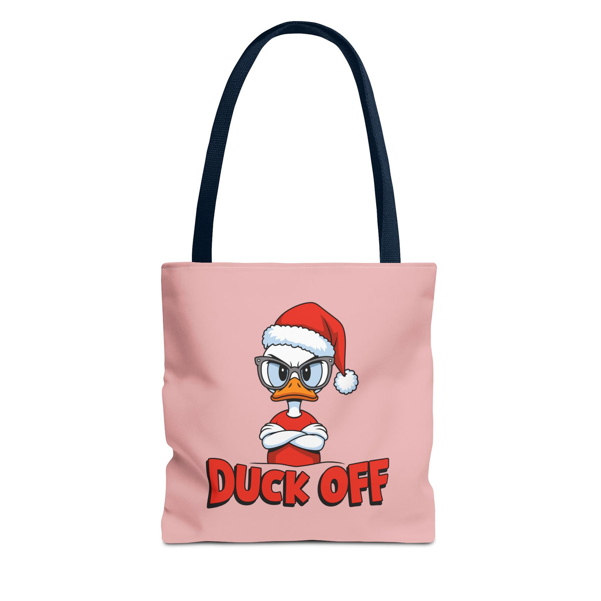 "Duck Off" Grumpy Santa Duck Funny Christmas Polyester Tote Bag