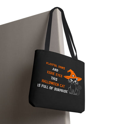 Halloween Cat Tote Bag — "Playful Paws and Eerie Eyes" Trick-or-Treat Reusable Shopper