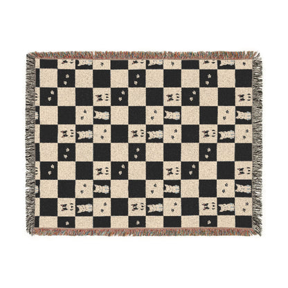 French Bulldog Checkerboard Woven Throw Blanket