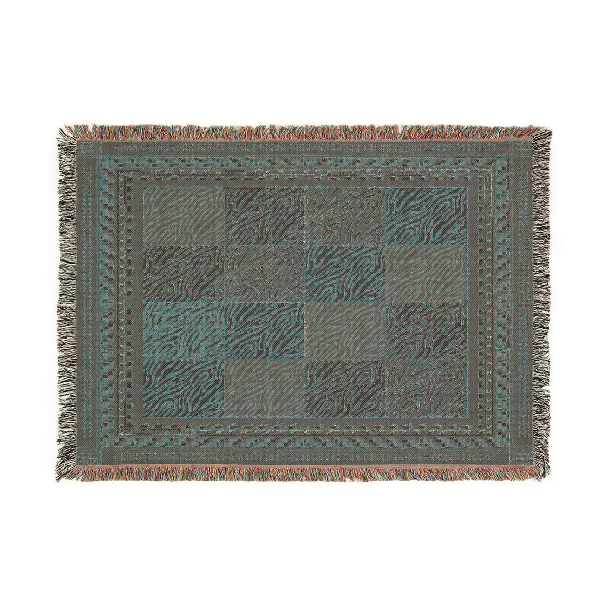Crimson Patchwork Zebra Cotton Woven Throw Blanket