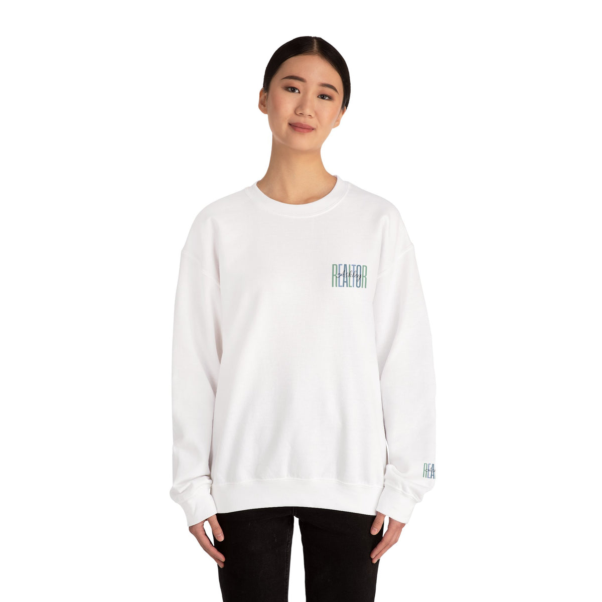 Personalized Realtor Retro Stacked Text Graphic Sweatshirt | Custom Name Real Estate Crewneck