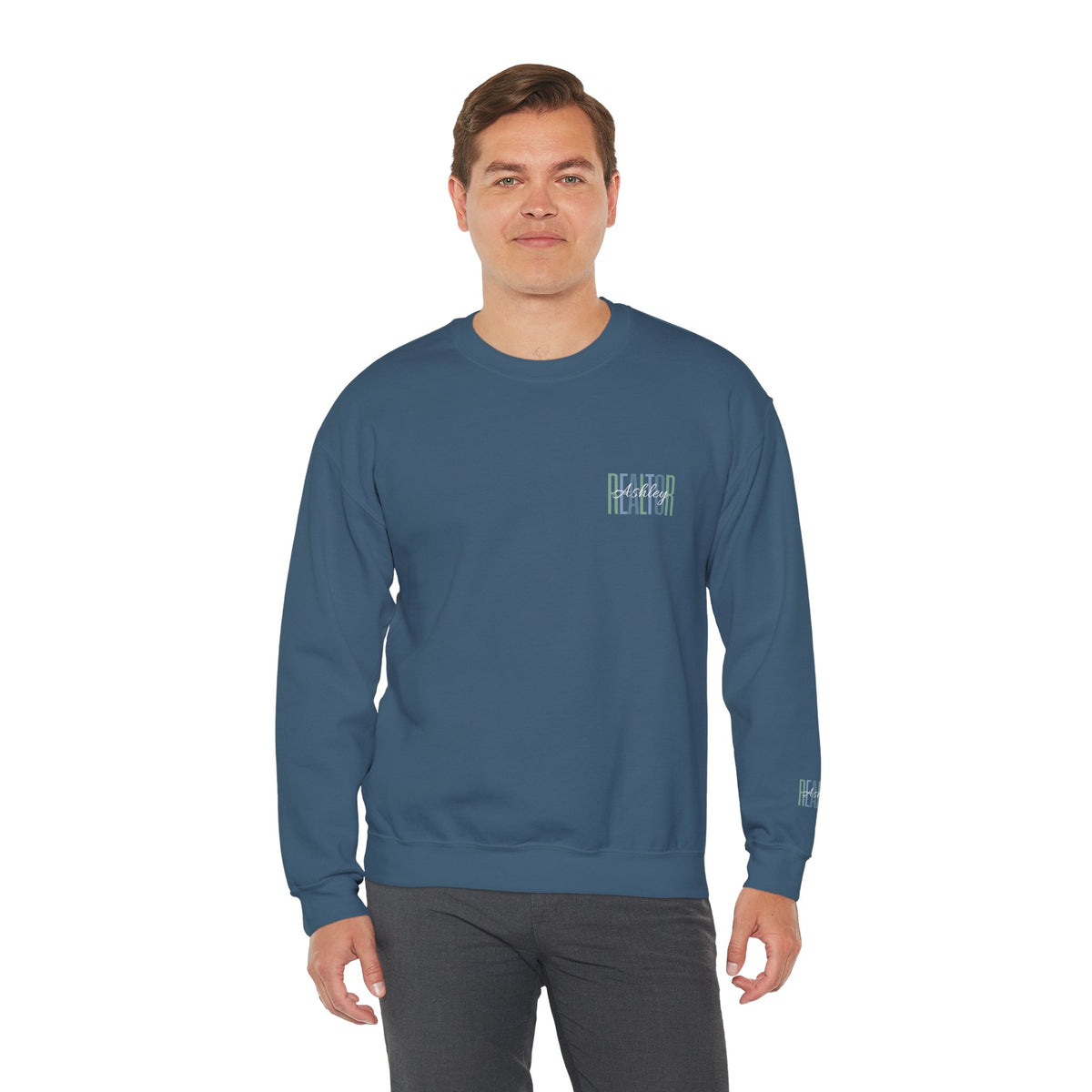 Personalized Realtor Retro Stacked Text Graphic Sweatshirt | Custom Name Real Estate Crewneck