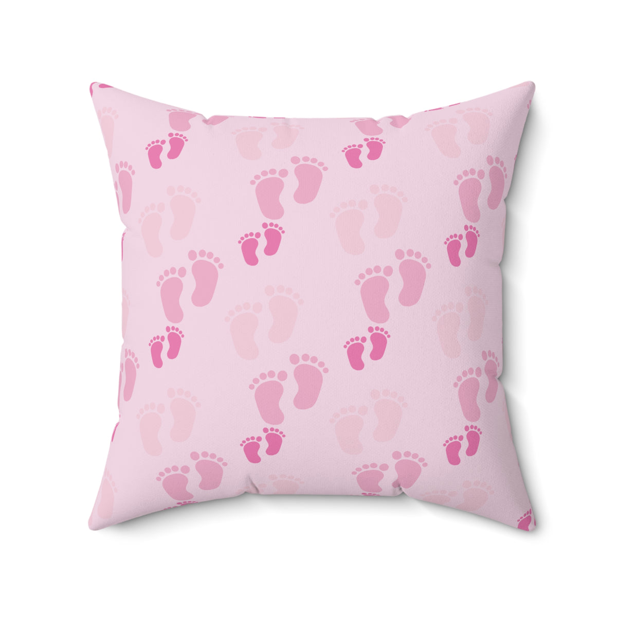 Sweet Baby Footprints Faux Suede Square Pillow | Whimsical Nursery Accent Cushion
