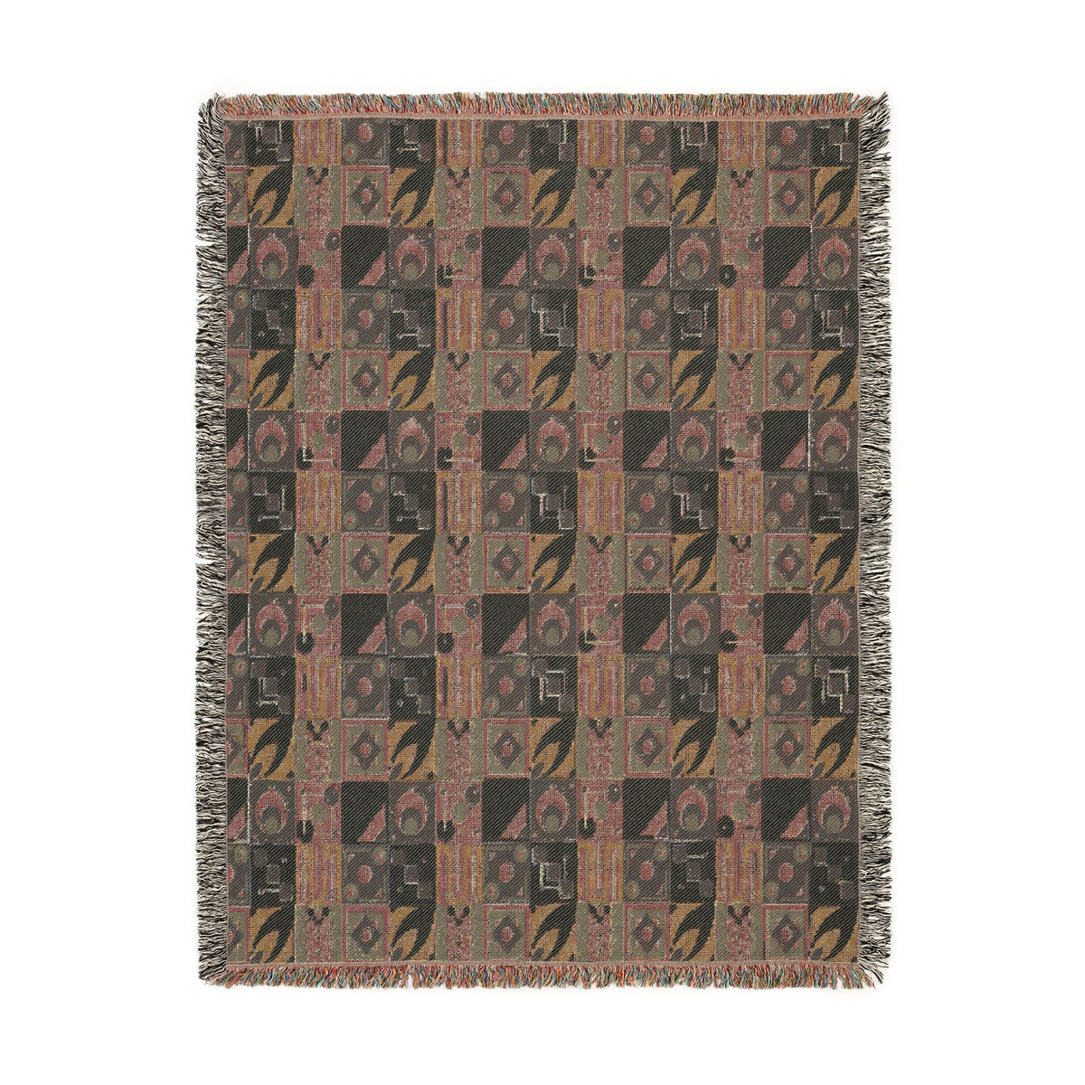 Coastal Geometric Cotton Woven Throw Blanket