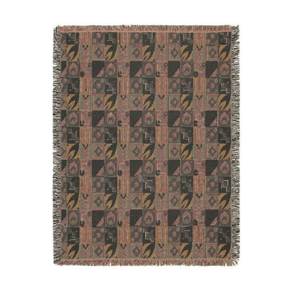 Coastal Geometric Cotton Woven Throw Blanket