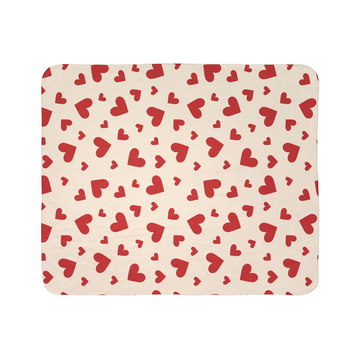 Romantic Red Hearts Fleece Sherpa Blanket