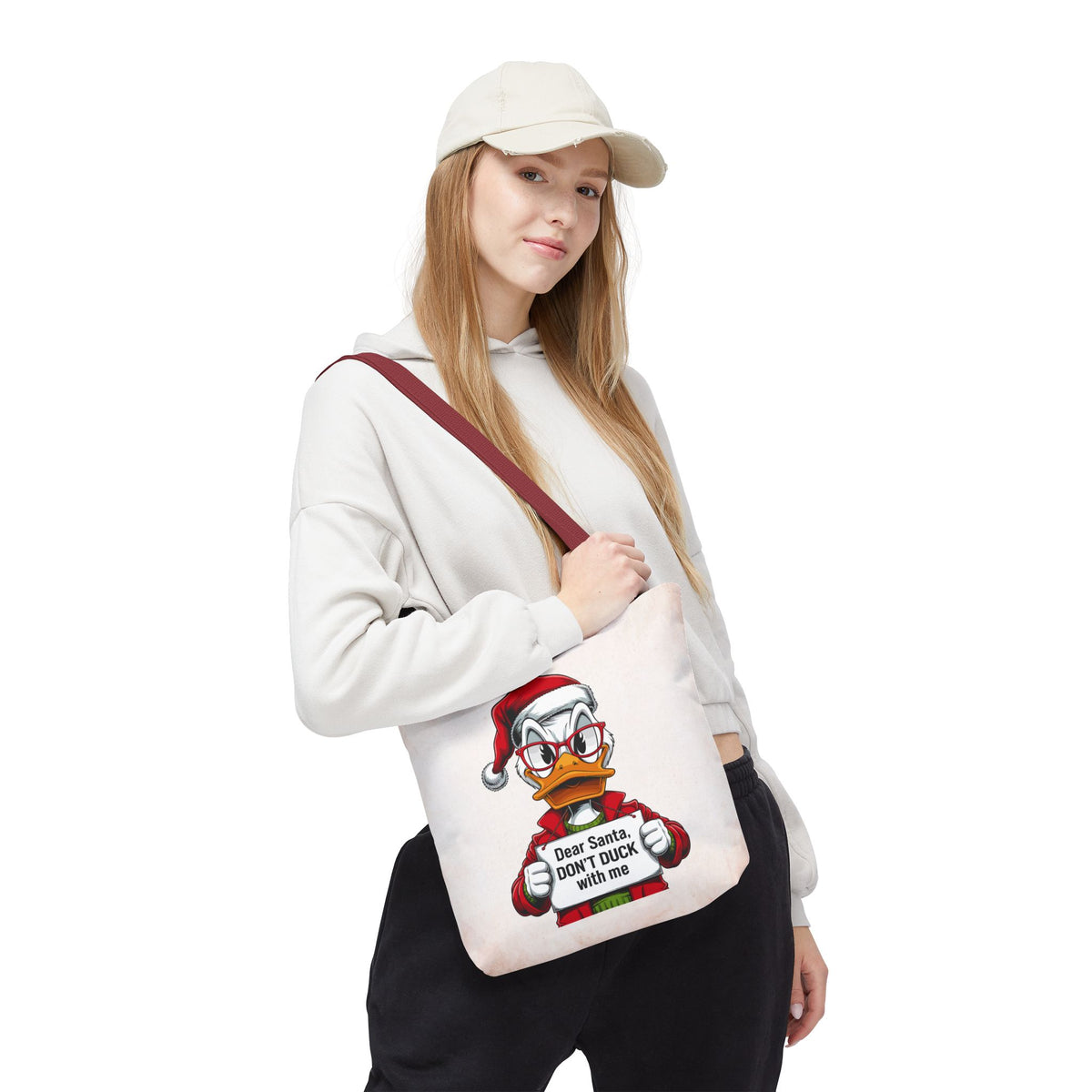 Dear Santa, Don’t Duck With Me Funny Christmas Tote Bag | Sarcastic Holiday Shopper