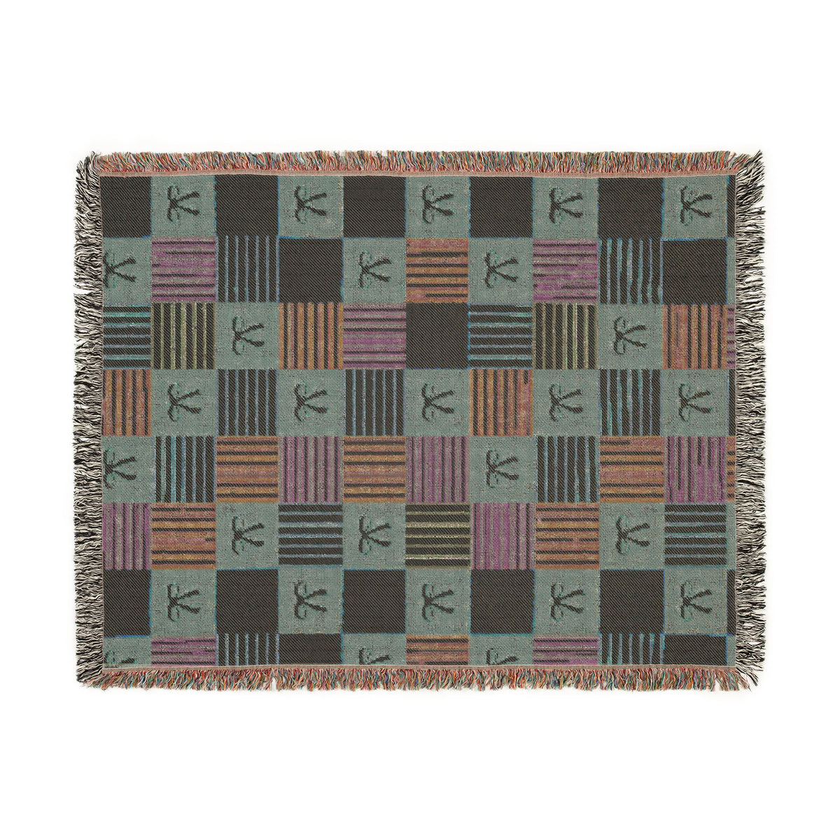 Cozy Patchwork & Pink Bows Woven Throw Blanket