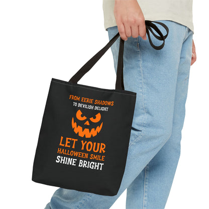 Halloween Pumpkin Tote Bag — "Let Your Halloween Smile Shine Bright"