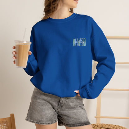 Personalized Realtor Retro Stacked Text Graphic Sweatshirt | Custom Name Real Estate Crewneck