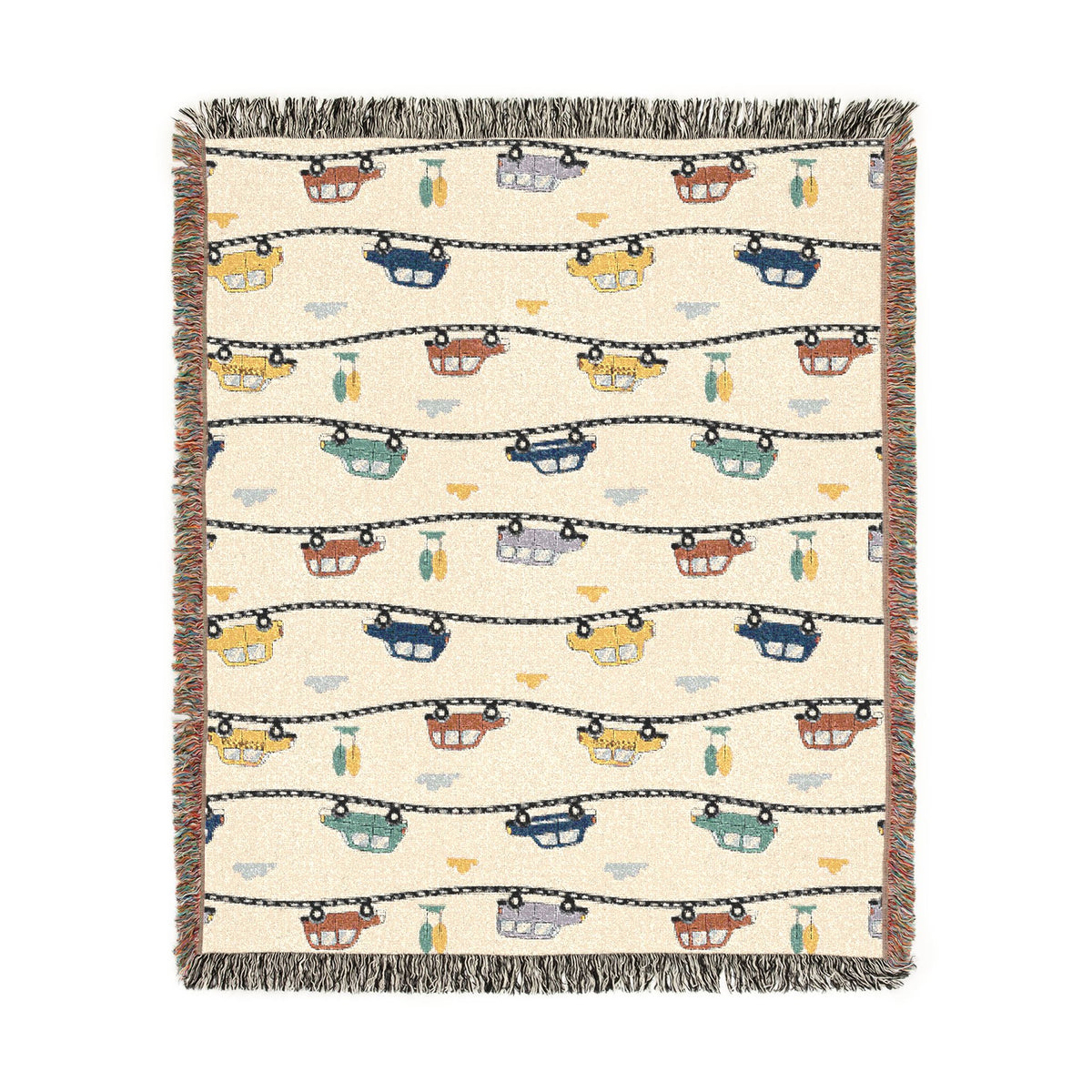 Whimsical Road Trip Cars & Traffic Woven Throw Blanket