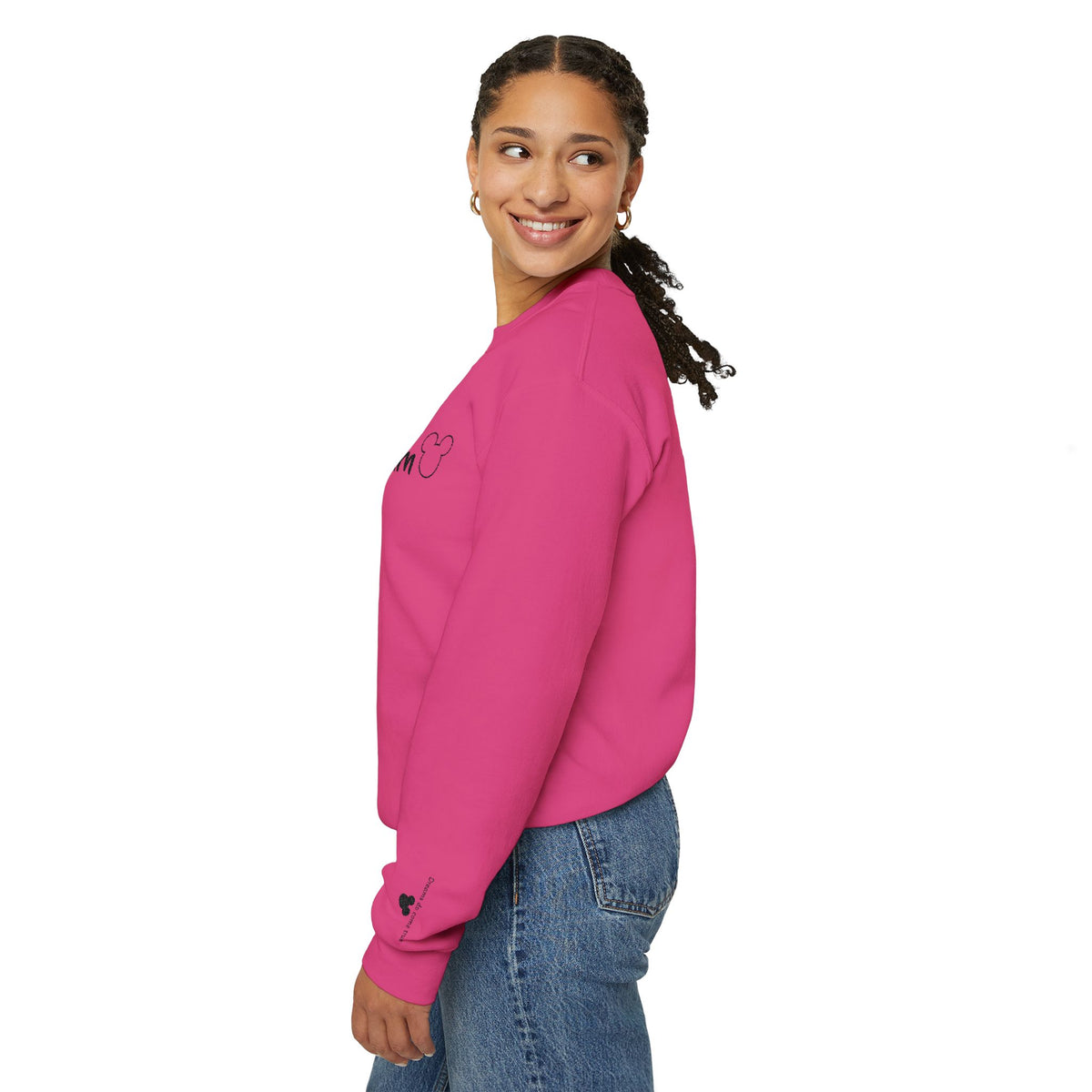 Minimalist Magic Dream Crewneck Sweatshirt — Embroidered Mouse Silhouette & Script