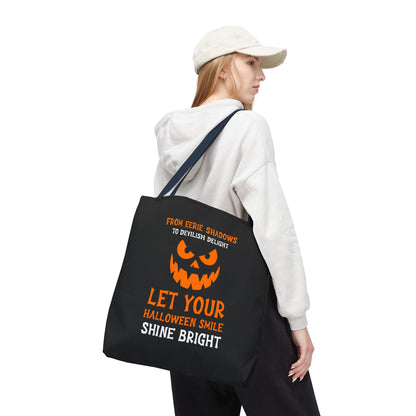 Halloween Pumpkin Tote Bag — "Let Your Halloween Smile Shine Bright"
