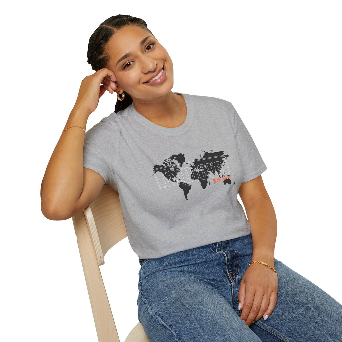 Explore World Map Adventure Graphic Tee: Urban Street Style & Travel T-Shirt