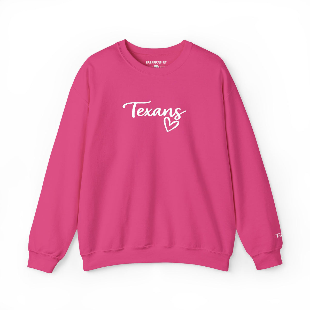 Texans Script White Embroidered Crewneck Sweatshirt | Everyday Hometown Pride Apparel