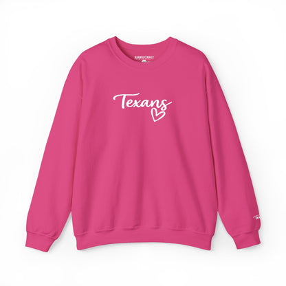 Texans Script White Embroidered Crewneck Sweatshirt | Everyday Hometown Pride Apparel