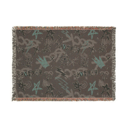 Rock Forever Grunge Graffiti Woven Blanket