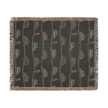 Whimsical Road Trip Cars & Traffic Woven Throw Blanket