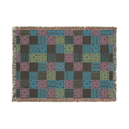 Colorful Patchwork Hearts & Stars Woven Throw Blanket