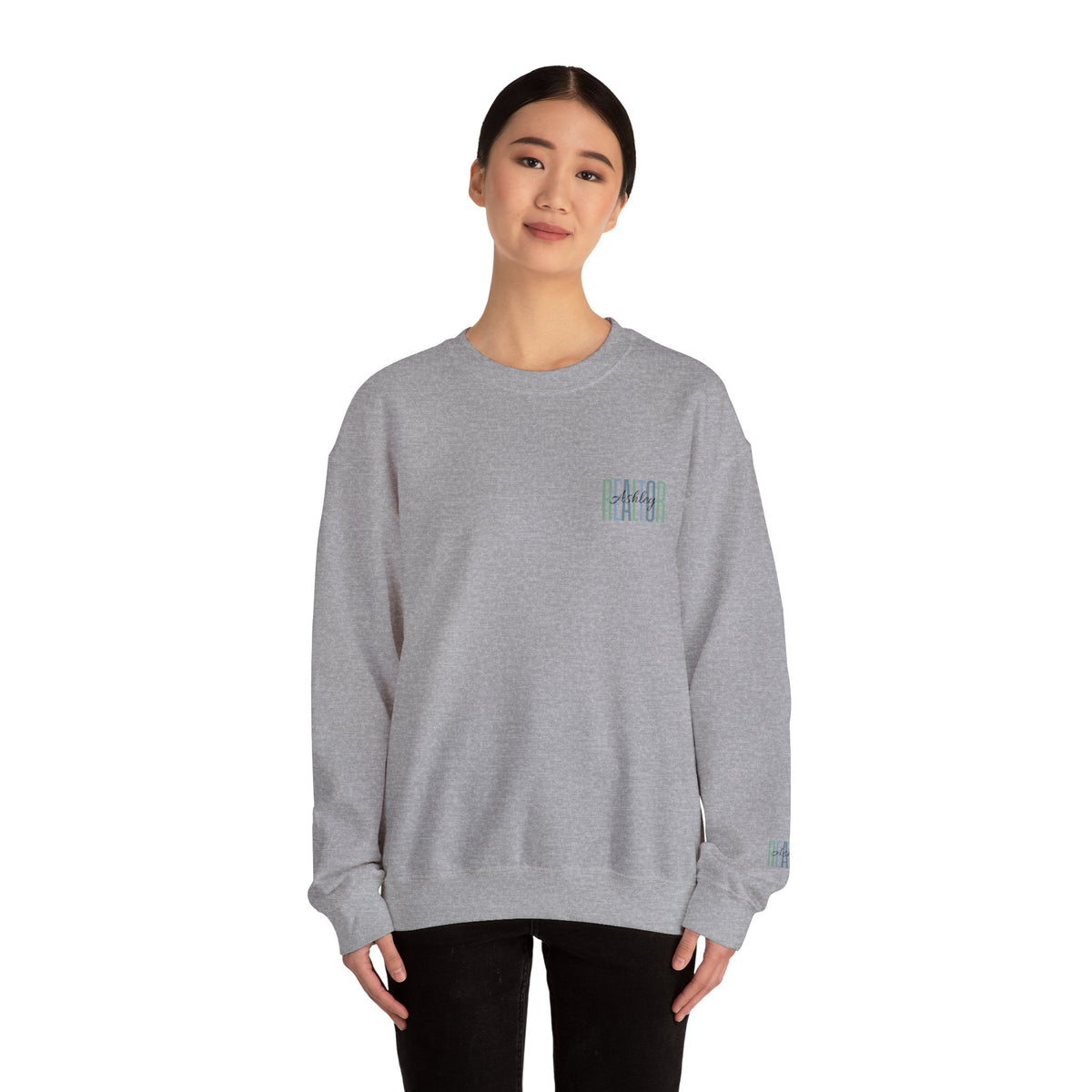 Personalized Realtor Retro Stacked Text Graphic Sweatshirt | Custom Name Real Estate Crewneck