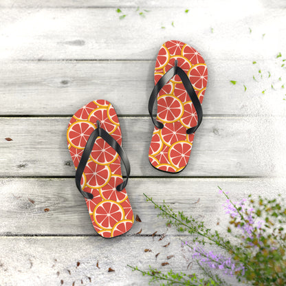 Ruby Grapefruit Citrus Slice Flip Flops