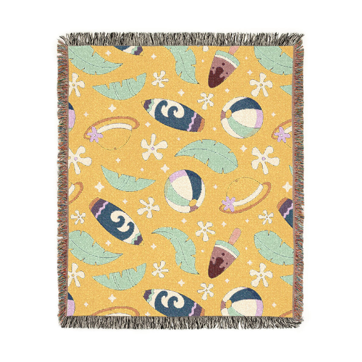Sunny Surf & Summer Vibes Woven Throw Blanket
