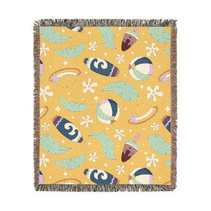 Sunny Surf & Summer Vibes Woven Throw Blanket