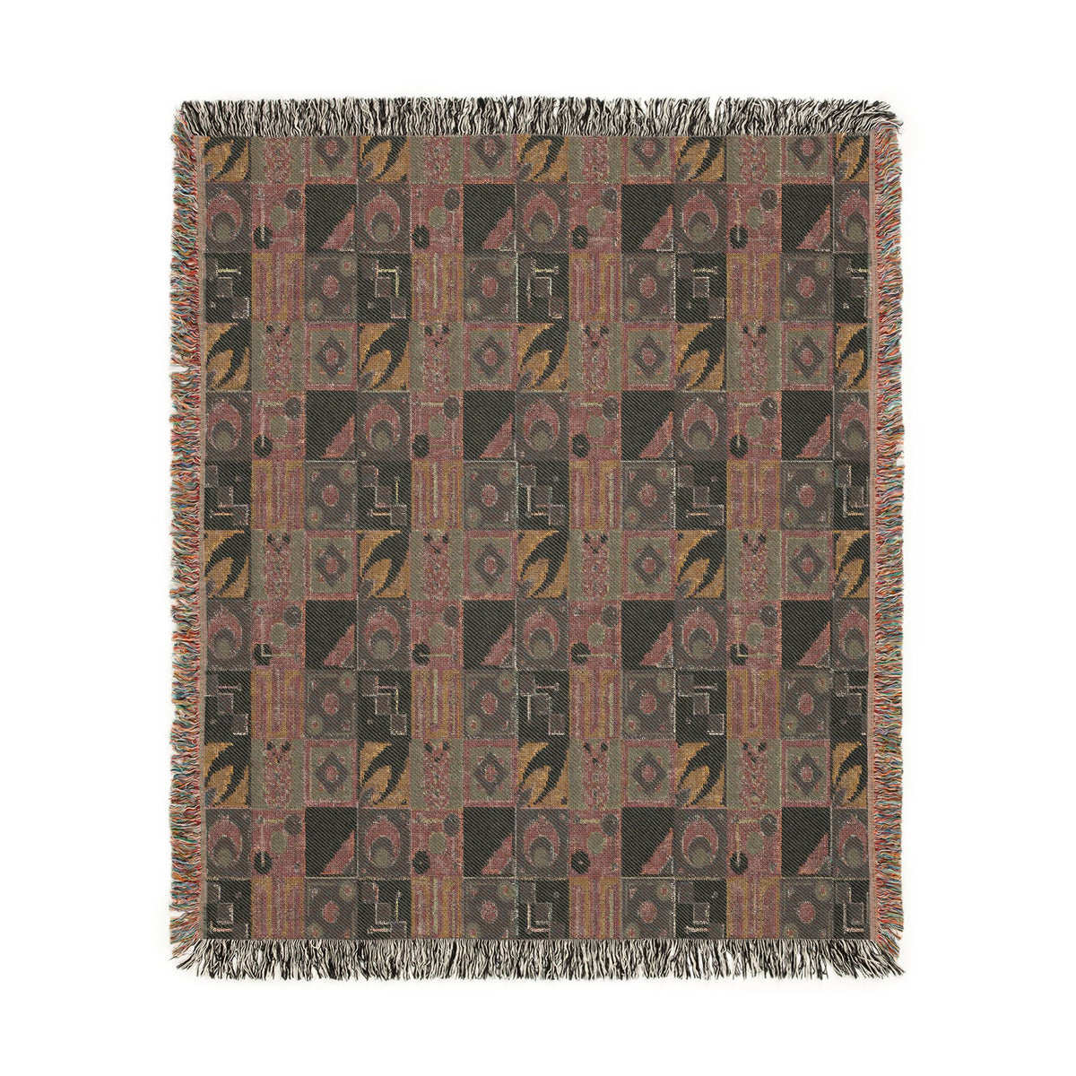Coastal Geometric Cotton Woven Throw Blanket