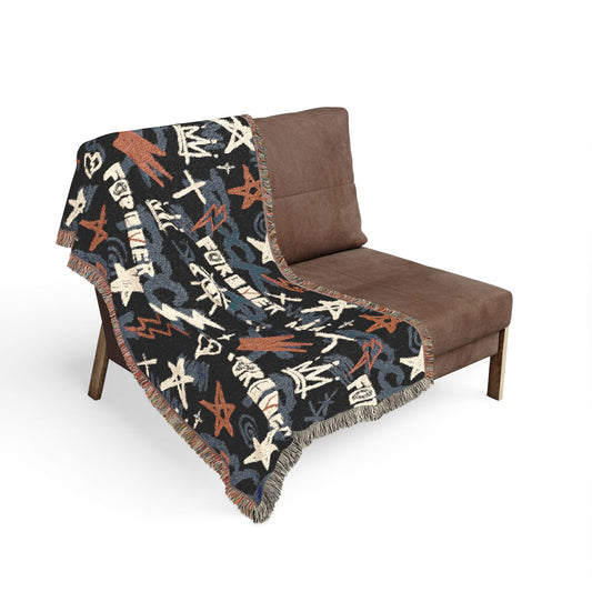 Rock Forever Grunge Graffiti Woven Blanket
