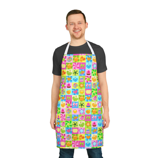 Vibrant Candy Sweet Treats Patchwork All-Over Print Apron | Cute Baking Gift