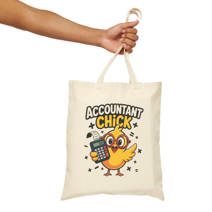 "Accountant Chick" Funny Accounting Bird Cotton Canvas Tote Bag