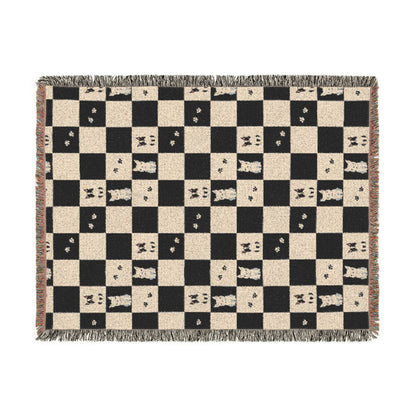 French Bulldog Checkerboard Woven Throw Blanket
