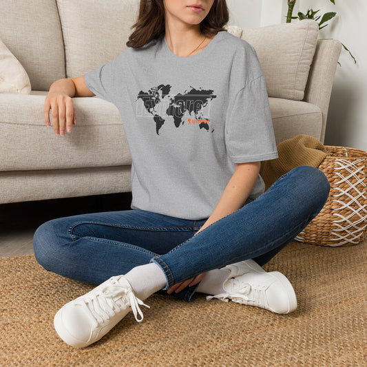 Explore World Map Adventure Graphic Tee: Urban Street Style & Travel T-Shirt