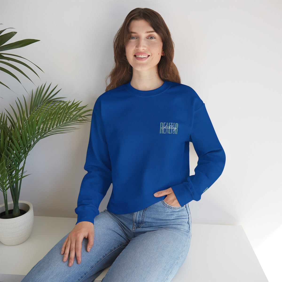 Personalized Realtor Retro Stacked Text Graphic Sweatshirt | Custom Name Real Estate Crewneck