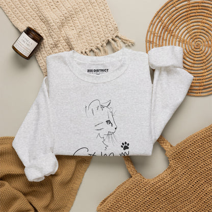 Cat Mom Line Art Minimalist Graphic Sweatshirt | Cute Feline Lover Pullover