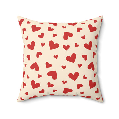 Sweet Love Hearts Faux Suede Square Pillow | Romantic Aesthetic Accent Cushion