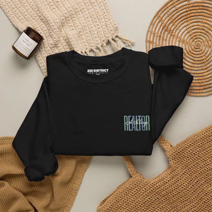 Personalized Realtor Retro Stacked Text Graphic Sweatshirt | Custom Name Real Estate Crewneck