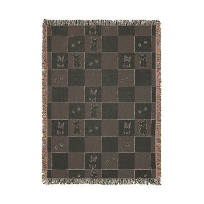 French Bulldog Checkerboard Woven Throw Blanket