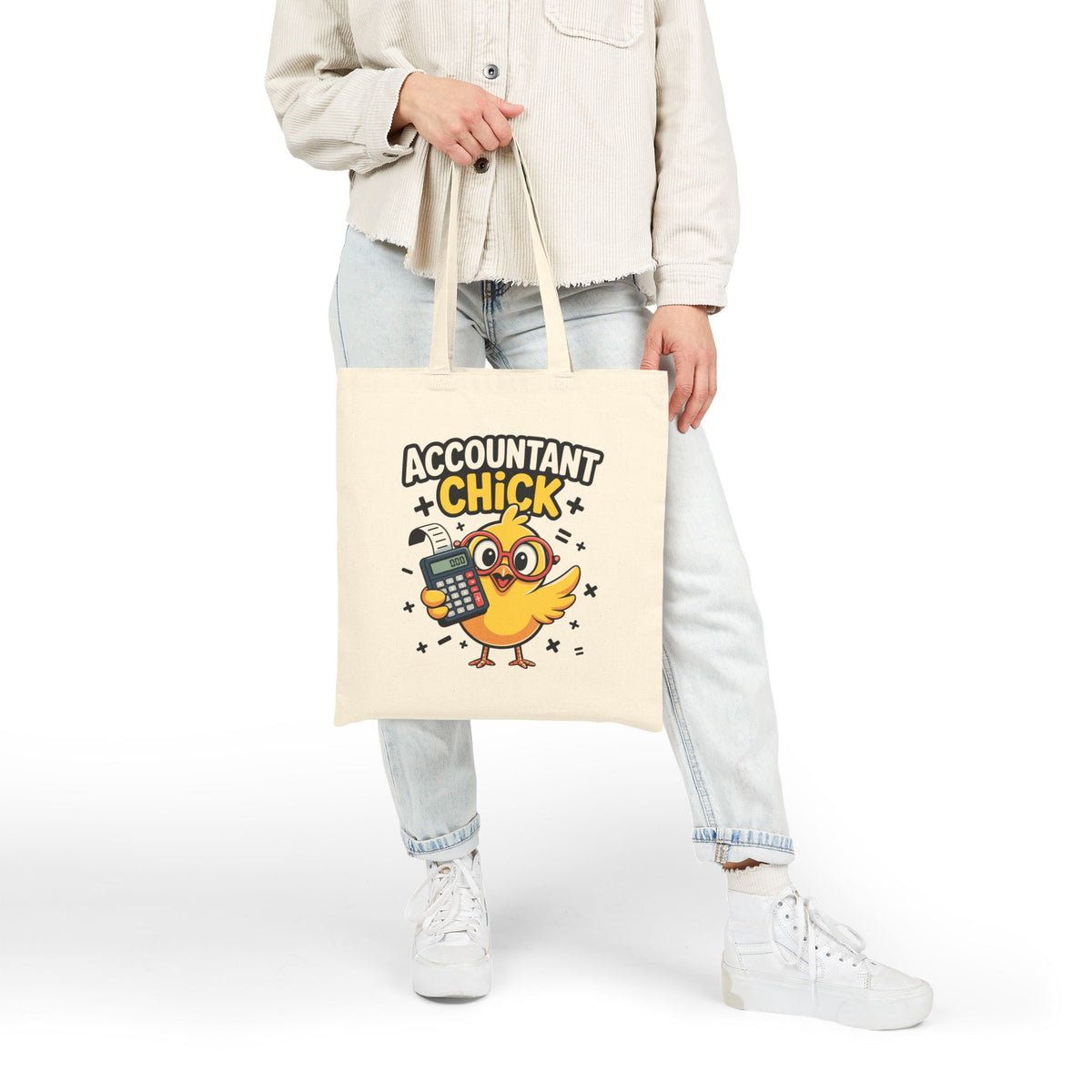 "Accountant Chick" Funny Accounting Bird Cotton Canvas Tote Bag