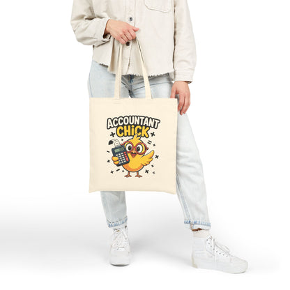 "Accountant Chick" Funny Accounting Bird Cotton Canvas Tote Bag