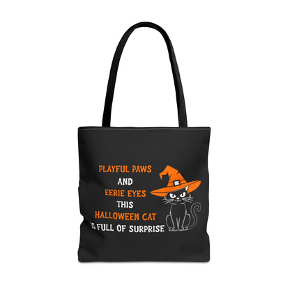 Halloween Cat Tote Bag — "Playful Paws and Eerie Eyes" Trick-or-Treat Reusable Shopper