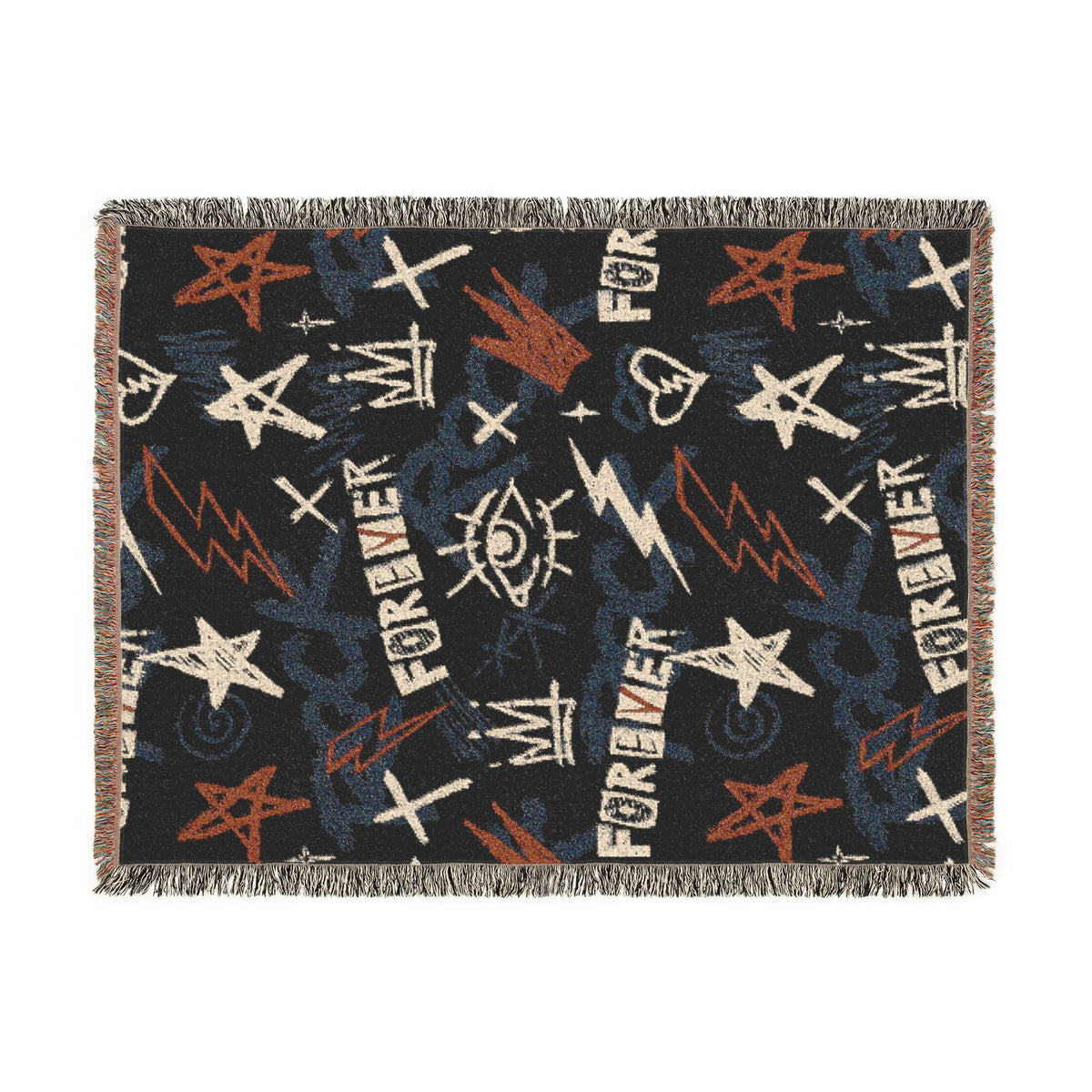 Rock Forever Grunge Graffiti Woven Blanket
