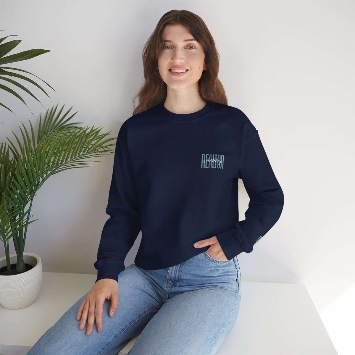 Personalized Realtor Retro Stacked Text Graphic Sweatshirt | Custom Name Real Estate Crewneck