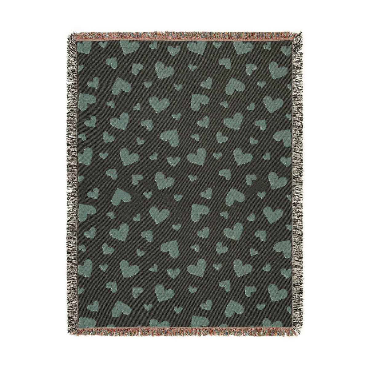 Romantic Scattered Hearts Woven Throw Blanket