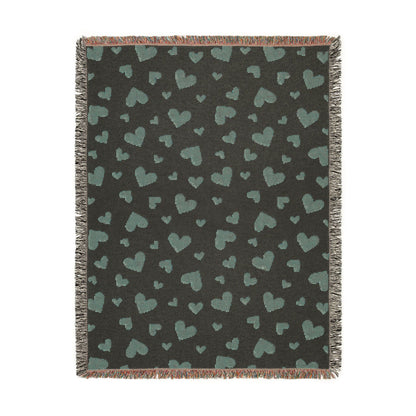 Romantic Scattered Hearts Woven Throw Blanket